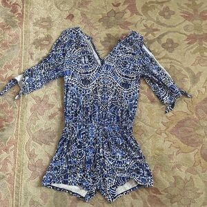 Lily Pulitzer Blue and White Patterned Romper